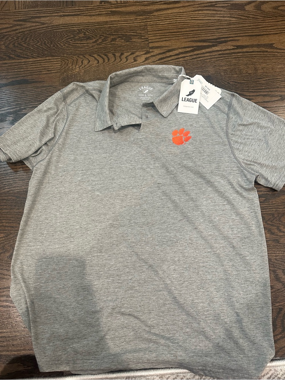 League Gray Polo with Orange Paw Crest